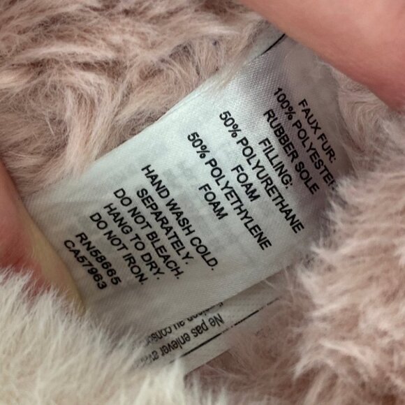 NEW Nordstrom Faux Fur Plush Slippers Pink Criss Cross Size Small Two Toned Shoe - Picture 10 of 13